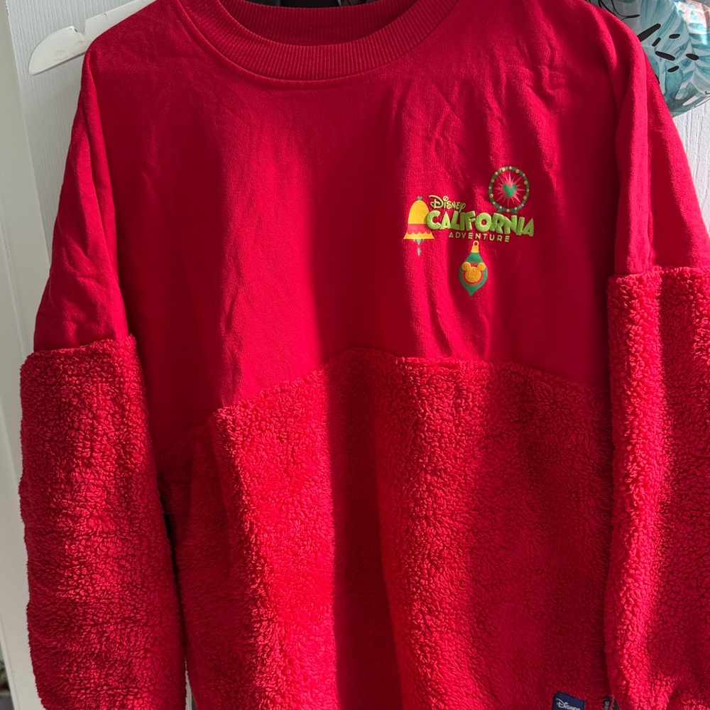 Disney California Adventure Holiday Adult Red partial fleece spirit jersey